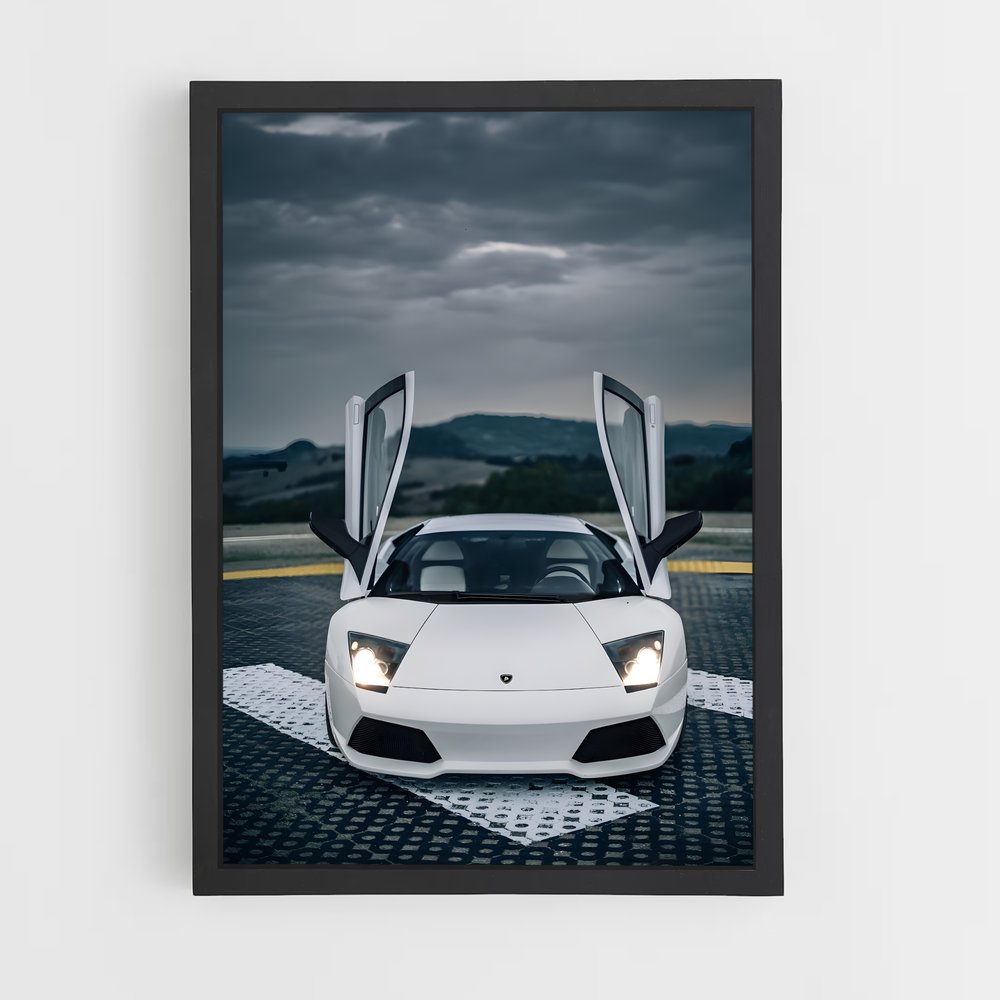 Poster Lamborghini Blanc (vue 2)